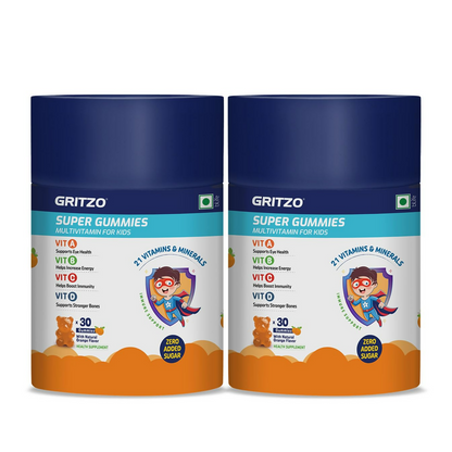 Gritzo Super Gummies, Multivitamin for Kids (Natural Orange Flavour) - Distacart