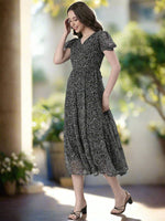 Thumbnail for Souchii Black And White Floral Chiffon Maxi Dress For Women – Souchii