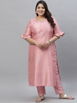 Sztori V-Neck Bell Sleeves Straight Kurta With Trousers - Distacart