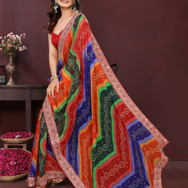 Ai Fashion Multi Georgette Digital Print Party Wear Saree