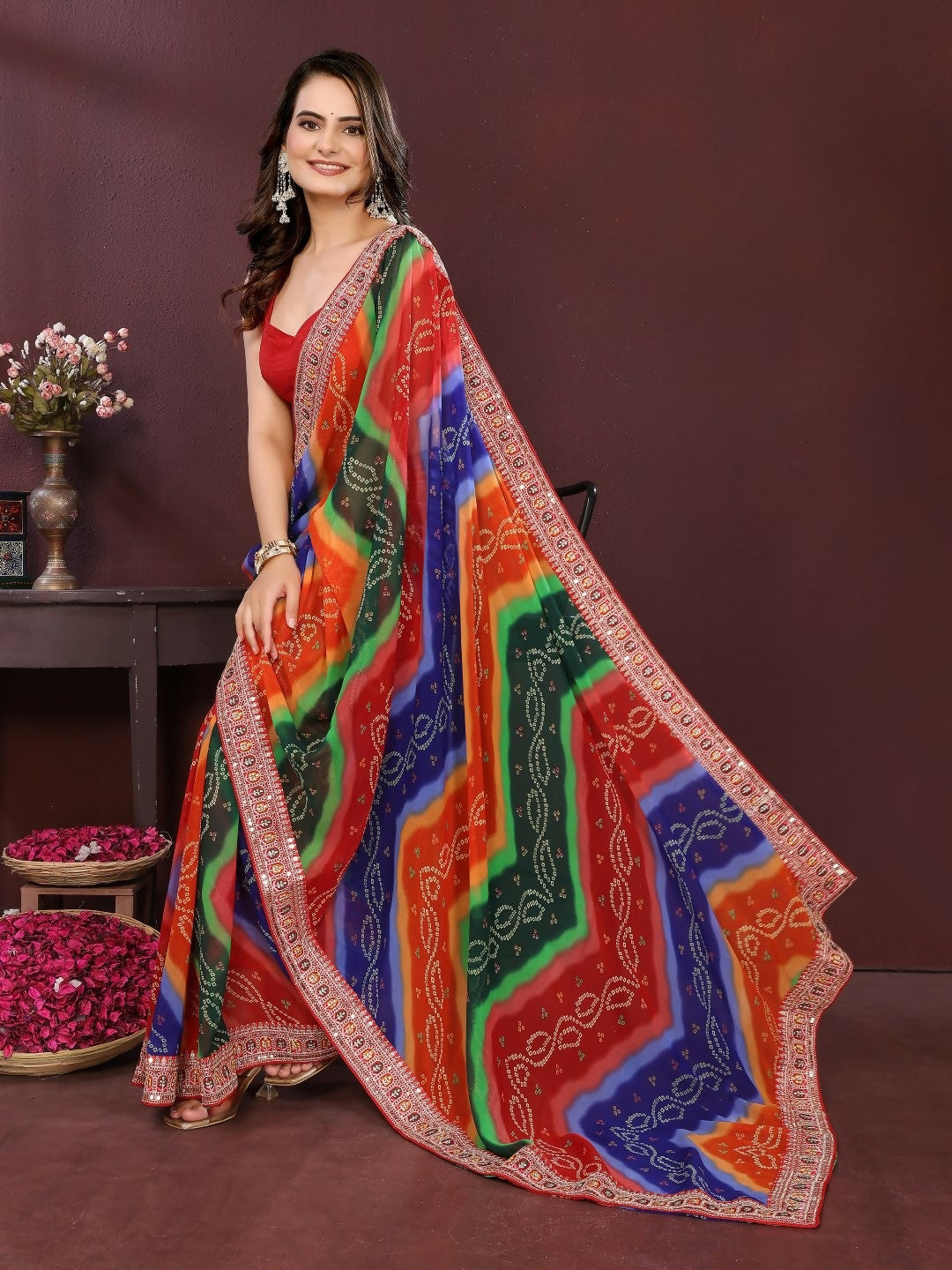 Ai Fashion Multi Georgette Digital Print Party Wear Saree - Distacart