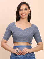 Thumbnail for Astita Linen Cotton Indigo Blue Saree