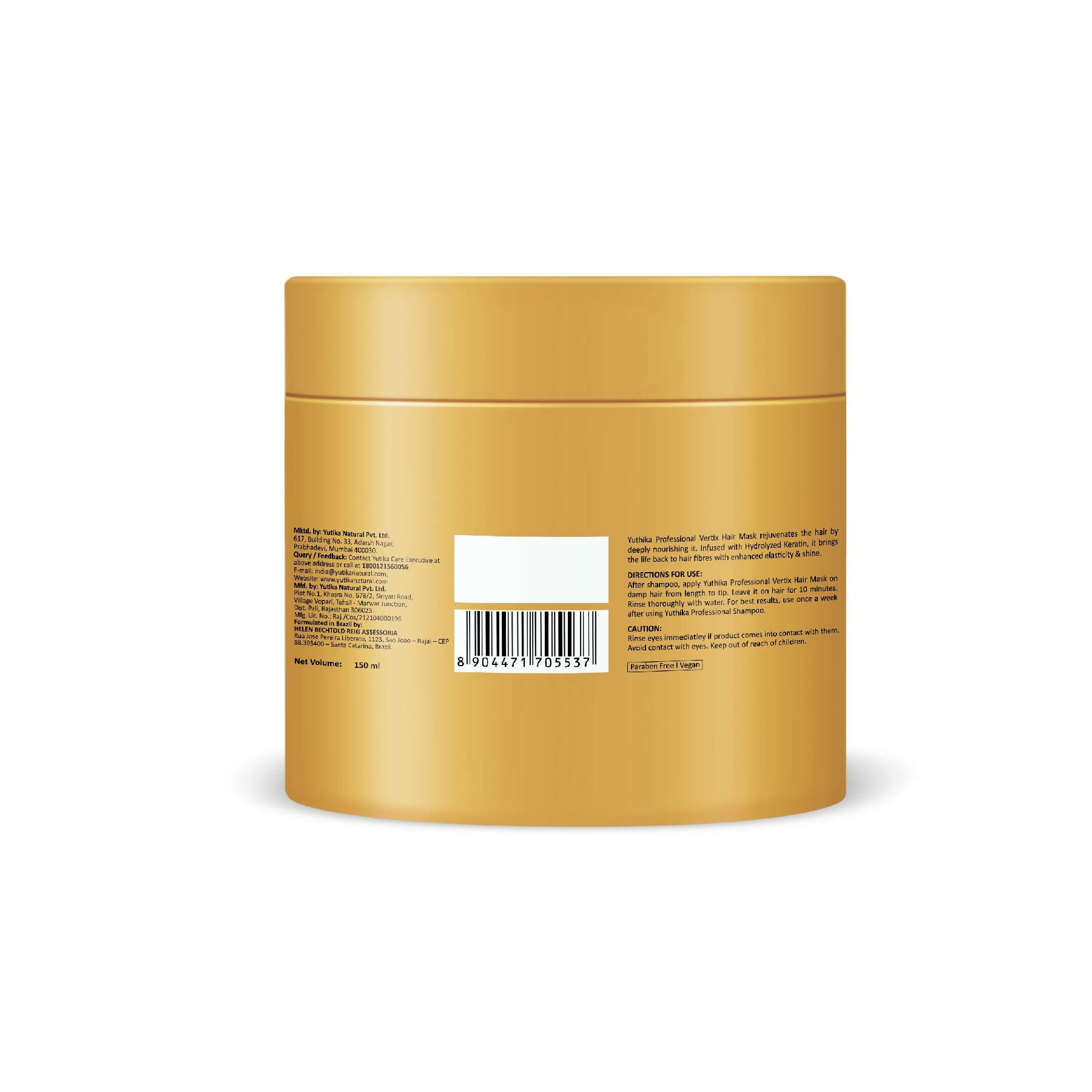 Yuthika Professional Vertix Hydrolyzed Keratin Hair Mask For Women & Men - Distacart