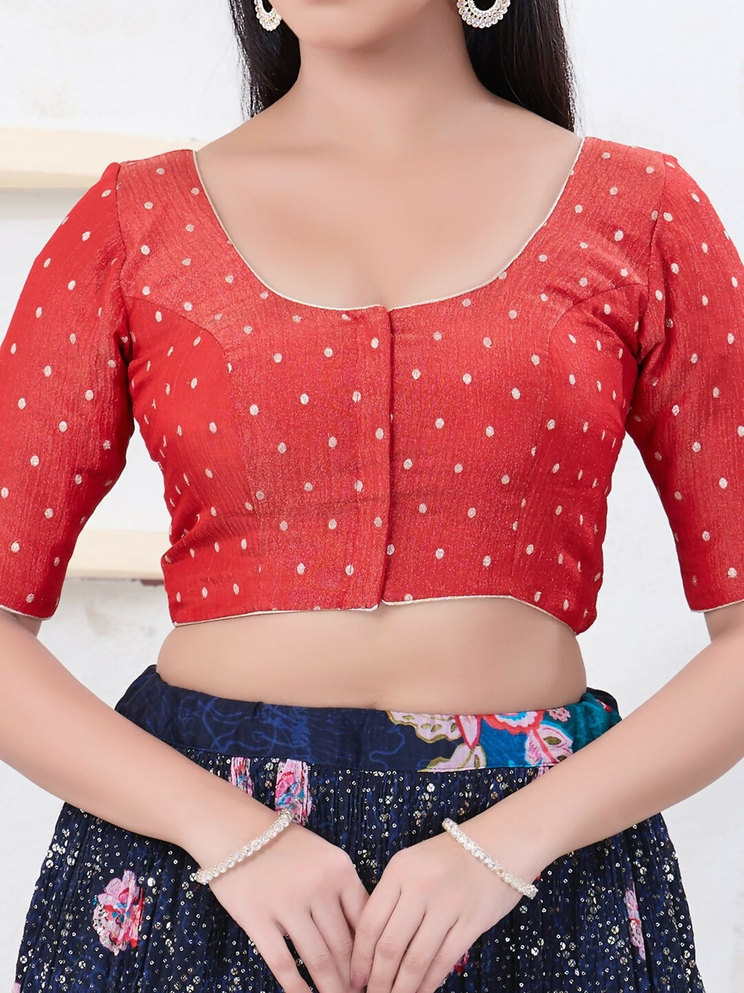 Joban Fashion Pink Tissue Elbow Sleeveless Front Open Blouse