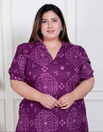 Thumbnail for Miravan Plus Size Womens Purple Bandhani Printed A-Line Maxi Dress - Distacart