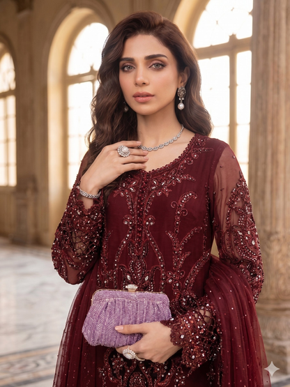 Teeya Creation Womens New Georgette Silk With Heavy Embroiedery With Sequence Work Kurta Set - Dista