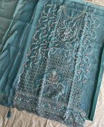 Thumbnail for KC Beautiful Sky Blue Chiffon Silk Hand Embroidery Suit For Women - Dista