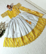 Thumbnail for Jyoti Fashion Classy Yellow Heavy Chenille Sequins Embroidered Kids Lehenga Choli Set - Distacart