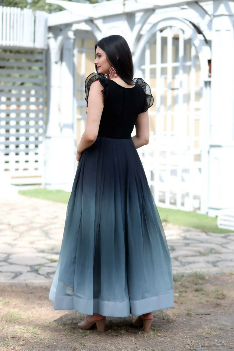 Jyoti Fashion Women's Black Sequins Embroidery Faux Blooming Anarkali Dress - Distacart
