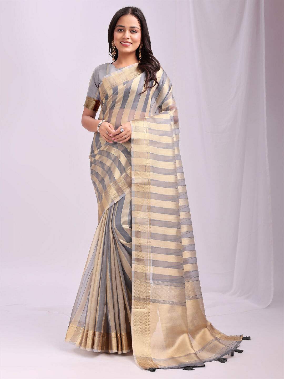 Astita Organza Grey Saree