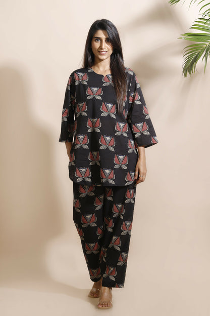 Breathables Abstract Black Cotton Co-Ord Set - Dista