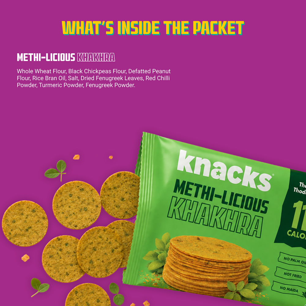 Knacks Coin Khakhra Crisps - Methi-Licious Flavour - Dista