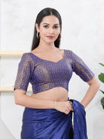 Thumbnail for Joban Fashion Royal-Blue Tissue Elbow Sleeveless Back Open Blouse