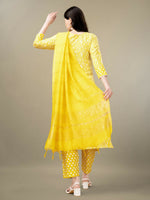 Thumbnail for Jyoti Fashion Women's Yellow Rayon Embroidery & Sequence work Kurta with Trouser & Dupatta - Distacart