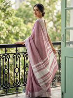 Thumbnail for Shree Shyam Fashion Magenta Linen Saree - Distacart