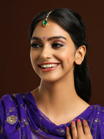 Thumbnail for Ruby Raang Green Tear Drop Green Meenakari Maang Tikka