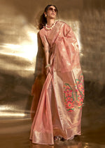 Thumbnail for Peach Handwoven Tissue Fabric Festive & Party Style Saree - Emponline - Distacart