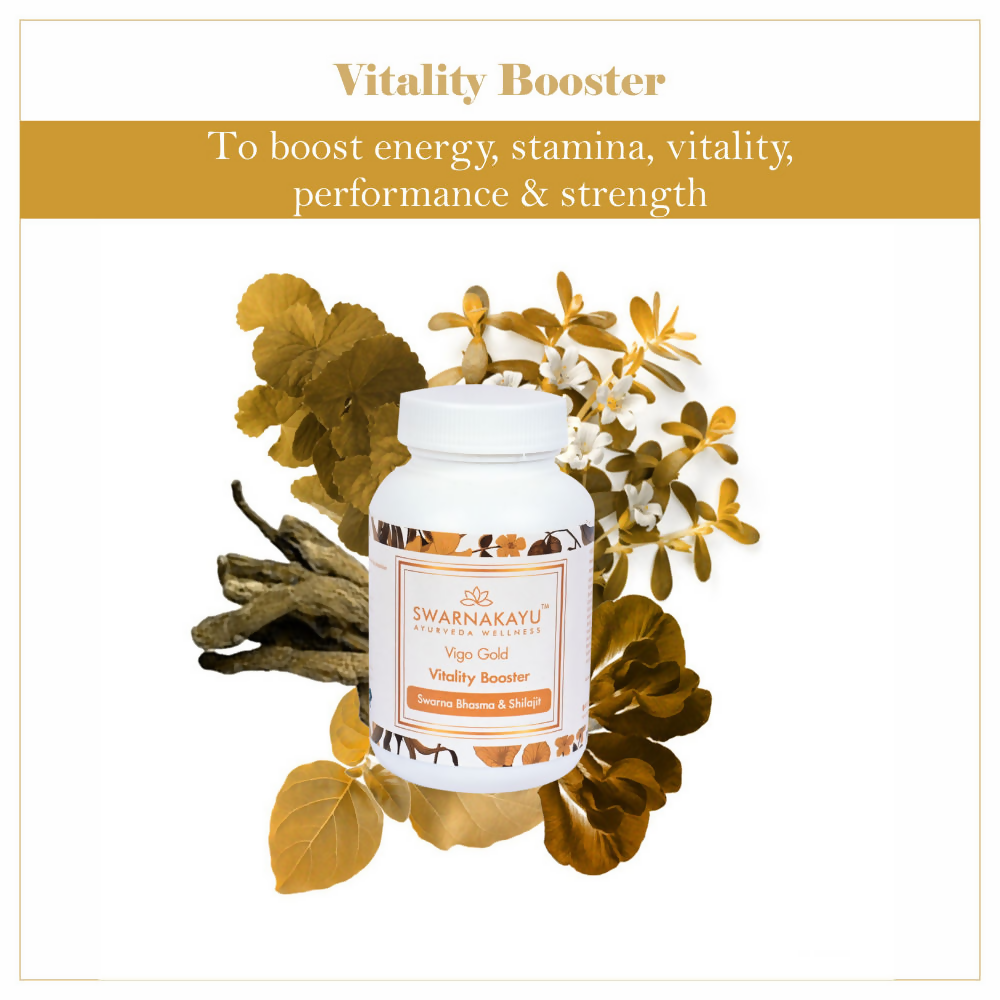 Swarnakayu Vigo Gold Vitality Booster Tablets With Swarna Bhasma & Sj - Distacart