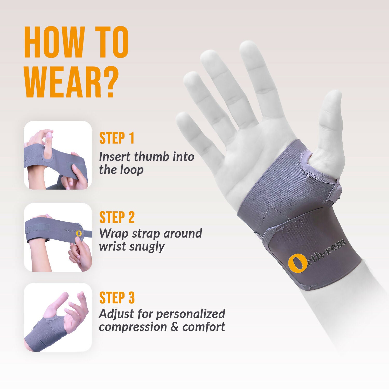 Orth-rem Wrist Support Brace with Thumb Loop Strap