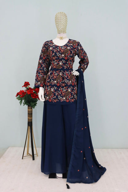 Anaita Blue Chinon Embroidered With Sequins Work Salwar Suit - Distacart