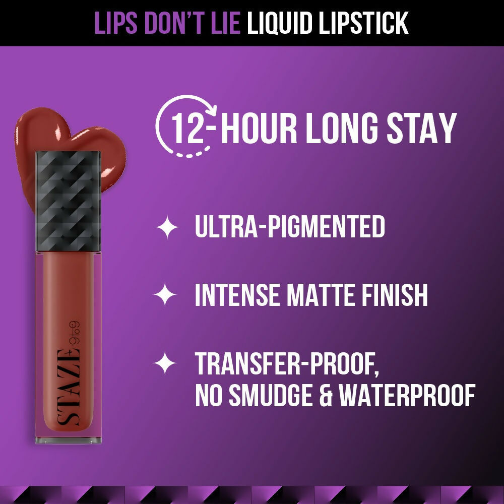 Staze 9to9 Lips Don't Lie Matte + Transferproof Liquid Lipstick - 05 Cocoa Crush - Distacart