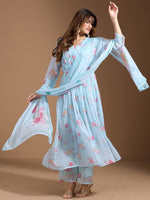 Thumbnail for Ode by House of Pataudi Women Floral Printed Regular Kurta with Trousers & With Dupatta - Distacart