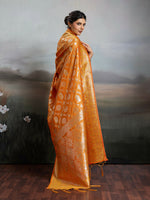 Thumbnail for Shree Shyam Fashion Orange Silk Blend Saree - Distacart
