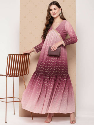 Ahalyaa Women's Traditional wear Ethnic Dress - Burgundy - Distacart