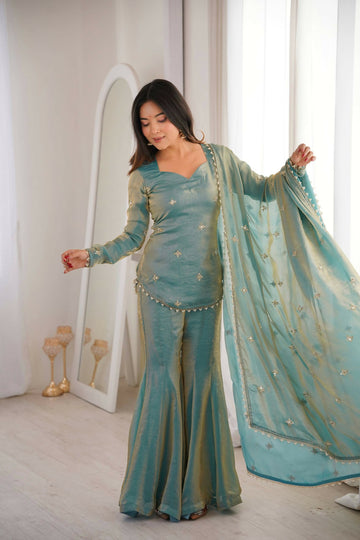 Teeya Creation New Womens Trendy Embroidery Sequence Work Kurta Set - Dista