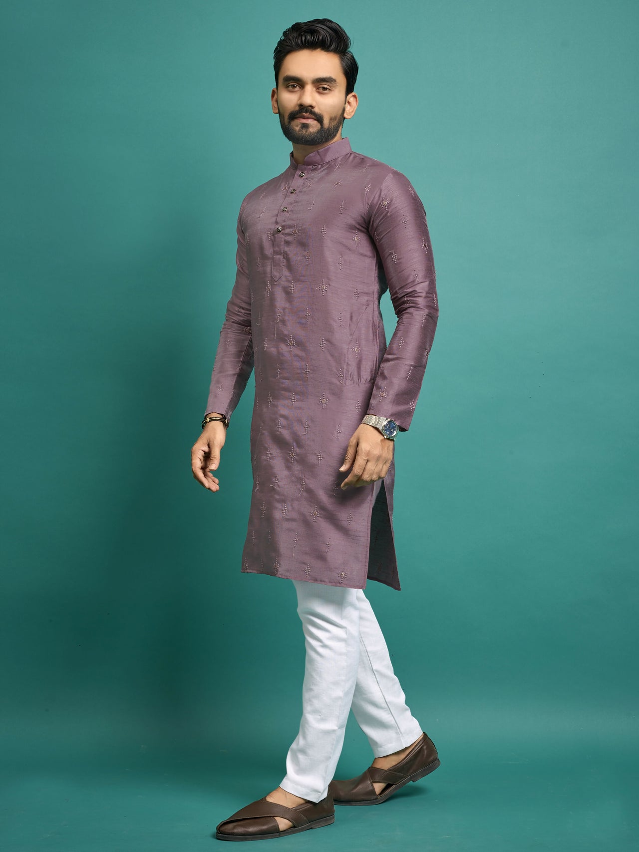 Mens Onion Color Kurta Pajama for Party Wear by Infinity Export - Distacart