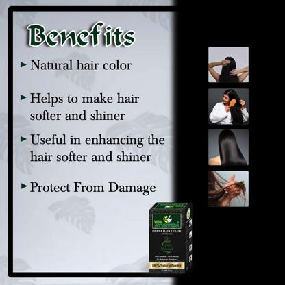 VedicAyurveda Natural Henna hair color Soft Black - Dista