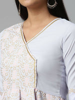 Thumbnail for Ahalyaa Women Summer Blue Crepe Printed Tunic - Distacart