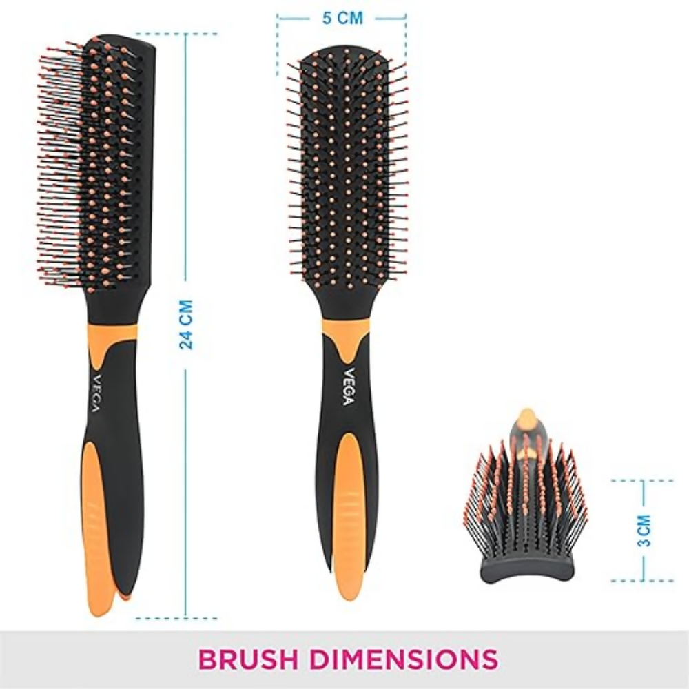 Vega Flat Brush With Clip, Black - Dista