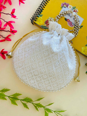 Joban Fashion Potli Bags - White - Dista