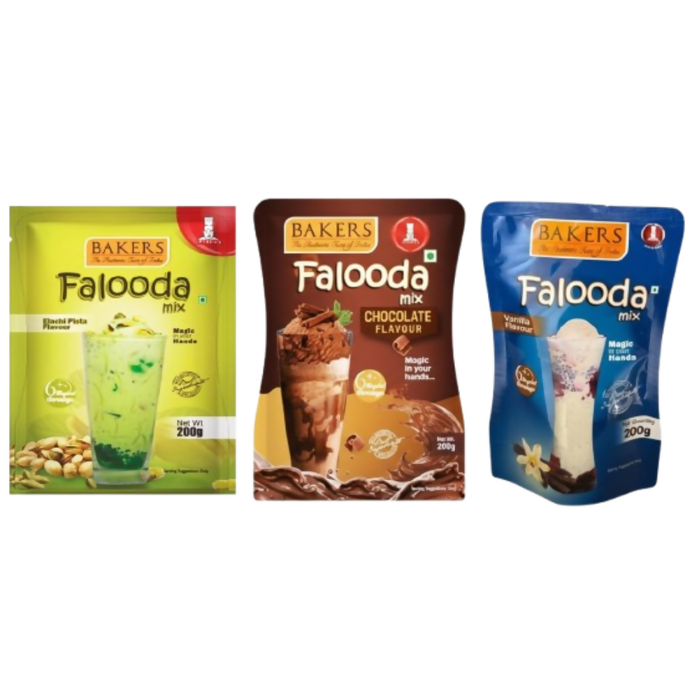 BAKERS Falooda Mix Powder - Chocolate, Pista, Vanilla - Dista