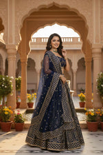 Thumbnail for Lehenga Mart Designer Indian Wedding Lehenga Choli-Blue - Distacart