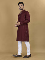 Thumbnail for Anaita Maroon Embroidered Rayon Straight Kurta - Distacart