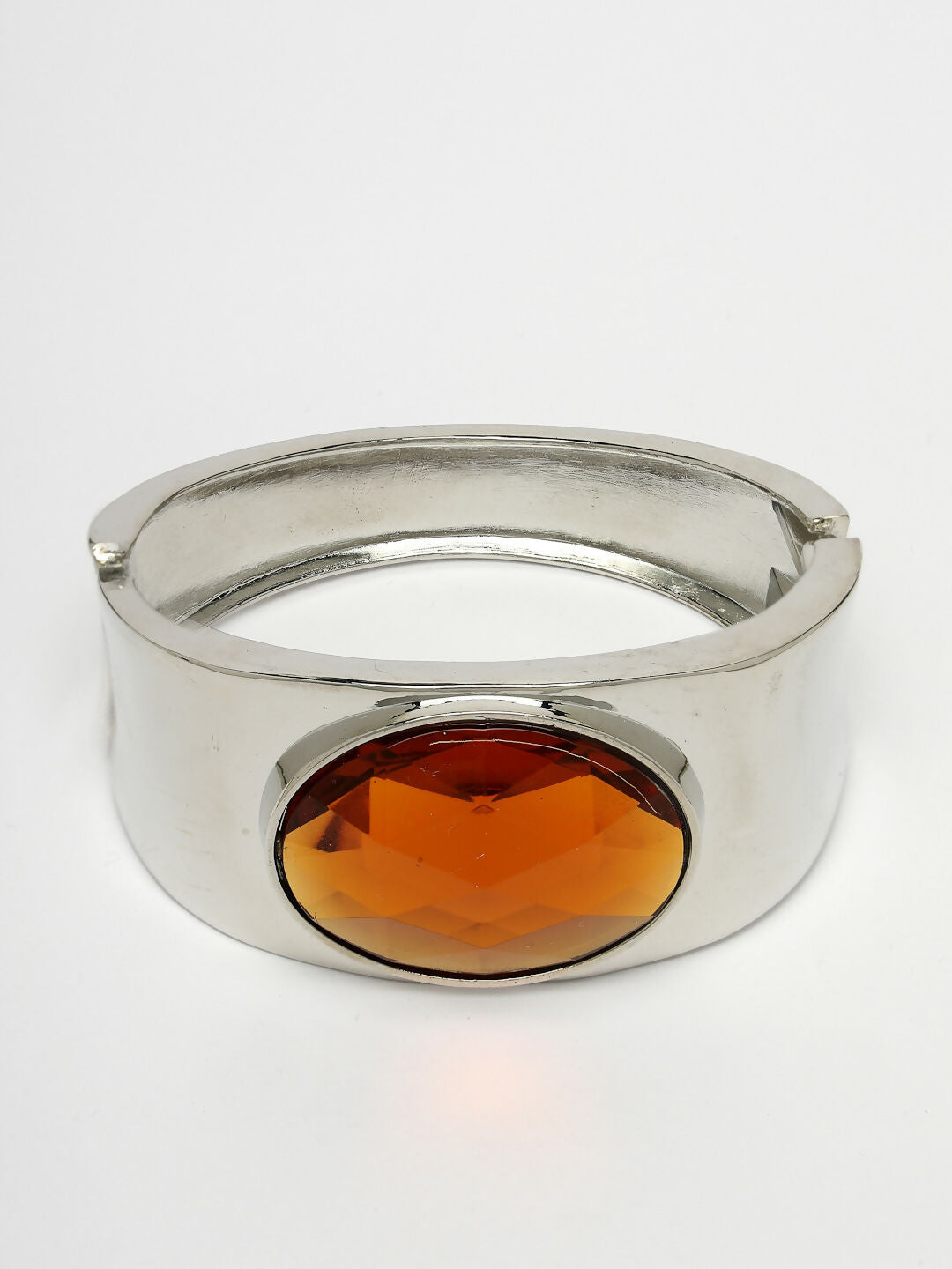 NVR Women Silver-Toned Topaz Rhodium-Plated Kada Bracelet - Distacart