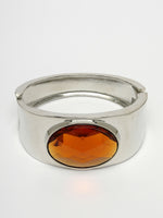 Thumbnail for NVR Women Silver-Toned Topaz Rhodium-Plated Kada Bracelet - Distacart