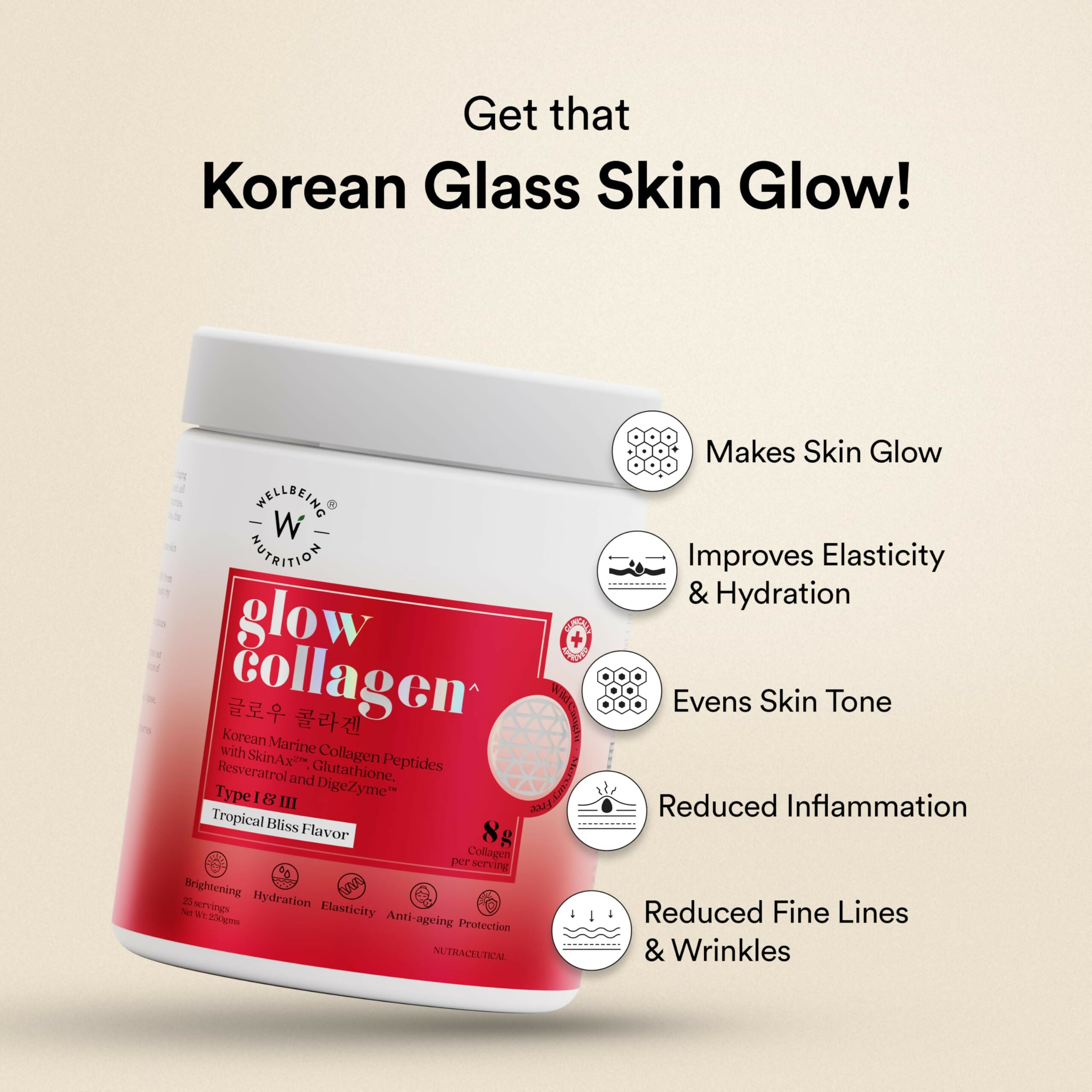 Wellbeing Nutrition Glow Korean Marine Collagen Peptides & Organic Apple Cider Vinegar with 2X Mother Combo - Distacart