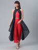 Ahalyaa Women Red Crepe Solid kurta Pant with Printed Jacket - Distacart