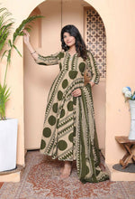 Thumbnail for Miravan Women'S Polka Dot Printed Pure Cotton Anarkali Kurta With Dupatta - Distacart
