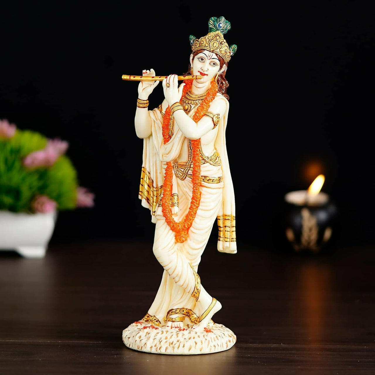 Shyam Antique Creation Lord shri Krishna Playing Flute Standing kanha Idol - Distacart