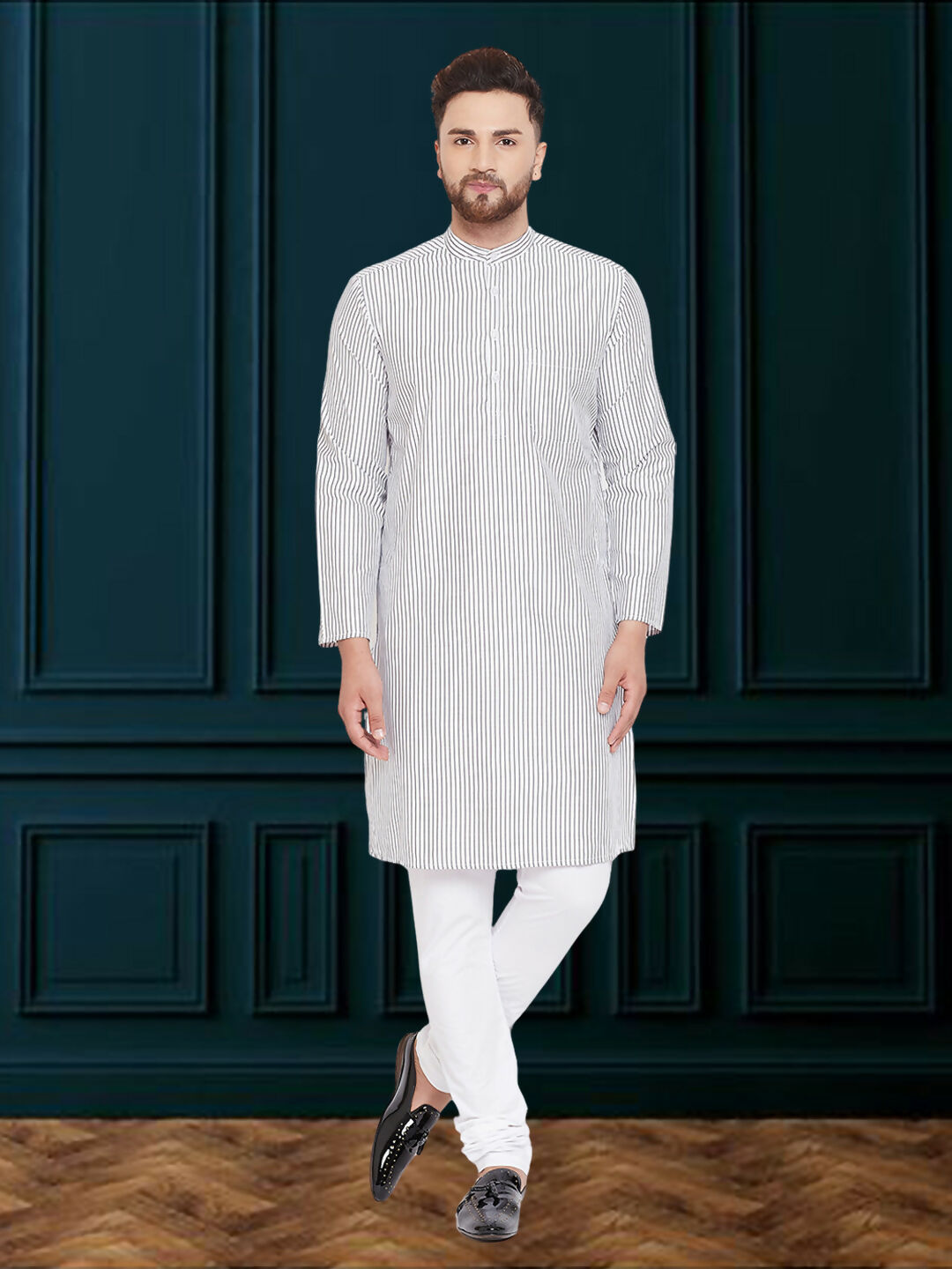 Even Apparels Men's Black and White Striped Kurta - Distacart