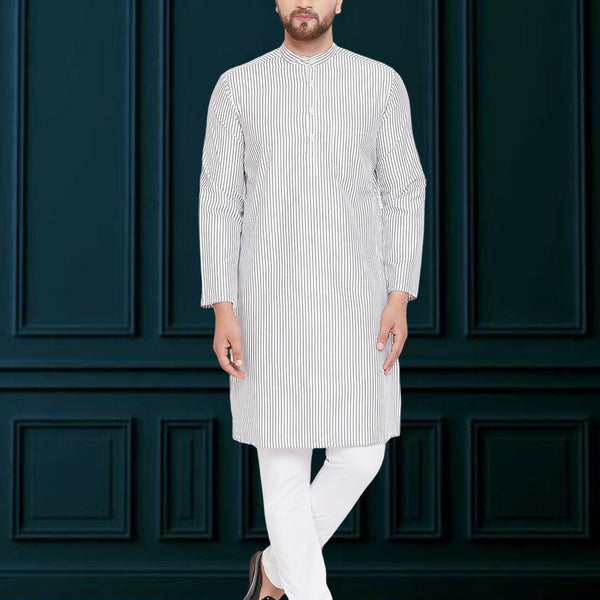 Even Apparels Men's Black and White Striped Kurta - Distacart