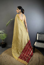 Thumbnail for Joban Fashion Ivory Bhagalpuri Cotton Silk Stripes/Box Saree
