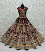 Thumbnail for Jyoti Fashion Women's Maroon Velvet Fancy Dori & Sequins with Multi Thread Embroidered with Diamond Work Wedding Lehenga Choli - Distacart
