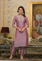 Thumbnail for Partywear Designer Rose gold Cotton Silk Stitched Suit With Dupatta - Tanisha - Distacart