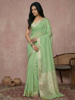 Thumbnail for Shree Shyam Fashion Light Green Cotton Saree - Distacart