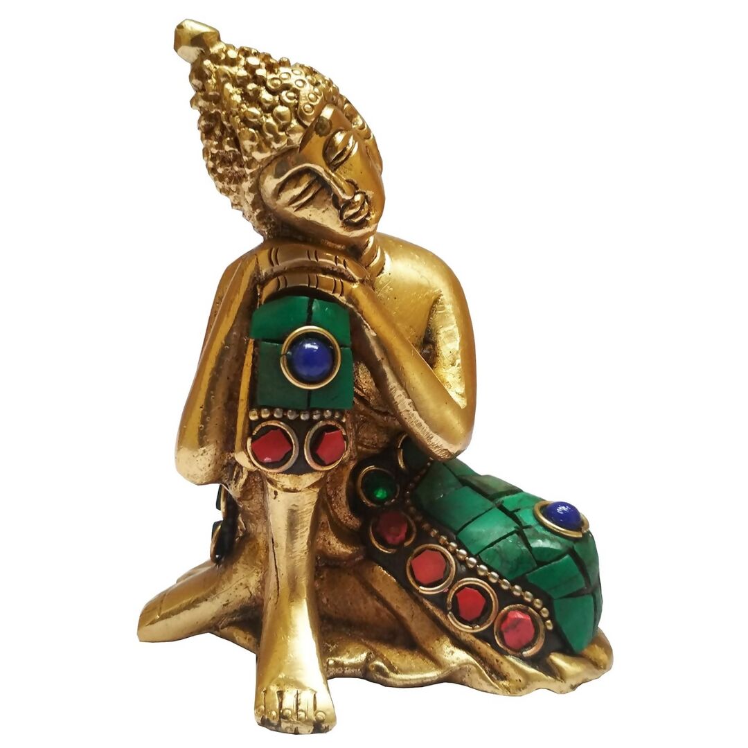 Purpledip Brass Idol Resting Buddha - Distacart